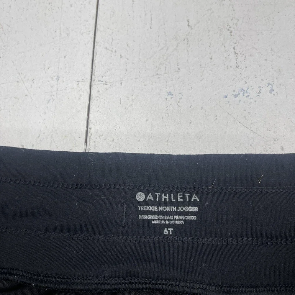 Athleta Black Trekkie North Nylon Blend Drawstring Joggers Women's Size 6 Tall - Picture 3 of 8